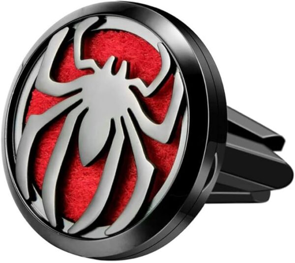 Wild Essentials Black Chrome Spider Essential Oil Car Vent Diffuser, Stainless Steel Locket Pendant With 8 Color Refill Pads, Customizable Color Changing Air Freshener for...
