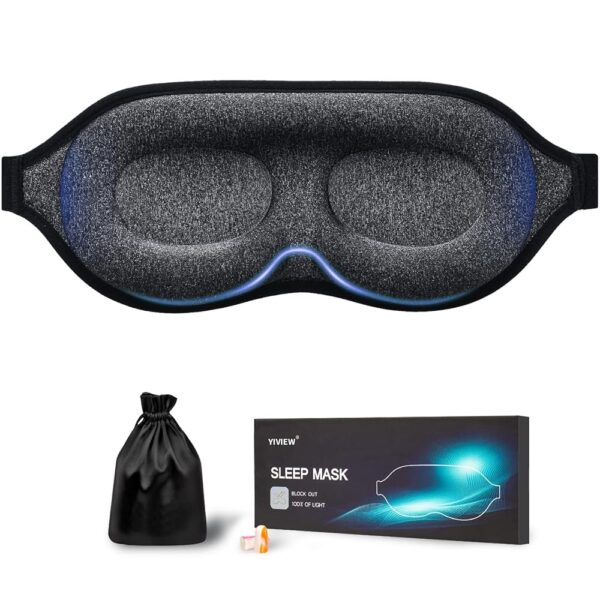 YIVIEW Sleep Mask for Side Sleeper, Block Out Light, Eyelash Extensions Friendly 3D Contoured Sleeping Eye Mask, Soft Breathable Night Blindfold with Adjustable Strap,...
