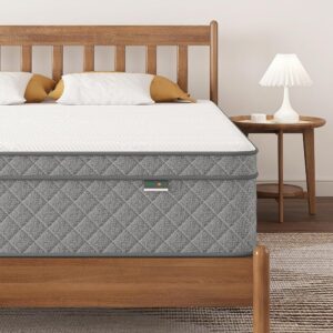 Queen Mattress, 12 Inch Cooling-Gel Memory Foam and Pocket Spring Hybrid Mattress, Queen Bed Mattress in a Box, CertiPUR-US Certified, Medium Firm, Queen Size Mattress