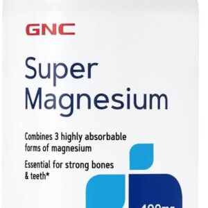 GNC Super Magnesium 400mg Supplement, Supports Strong Bones and Teeth, Highly Absorbable, 45 Servings