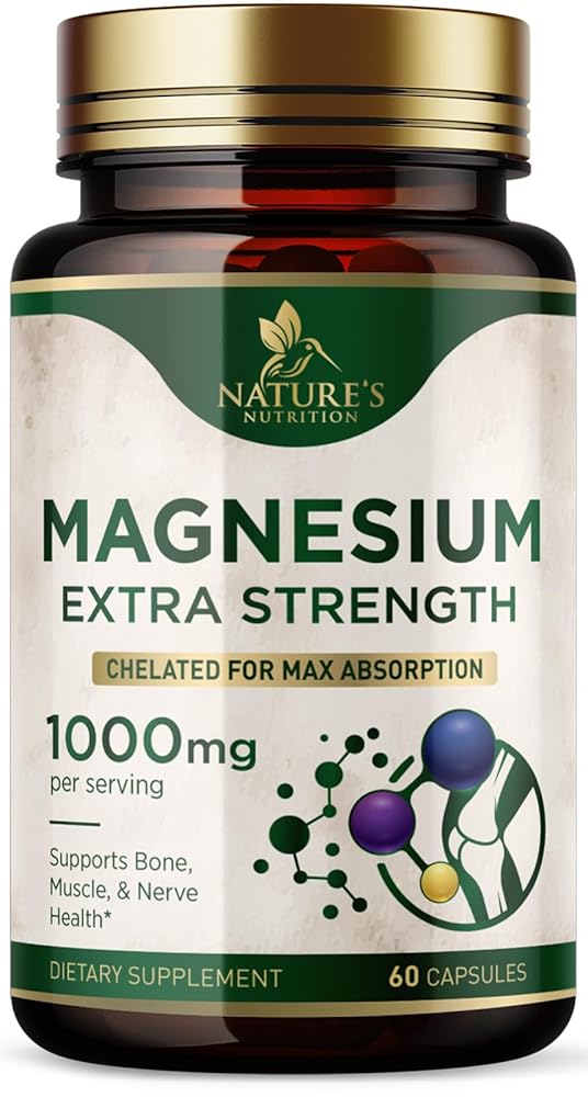 Magnesium Pills Extra Strength 1000mg - Chelated for Ultra Absorption, Magnesium Supplement for Bone, Muscle Health & Heart Support, Nature's Citrate Oxide Magnesio Vitamins,...