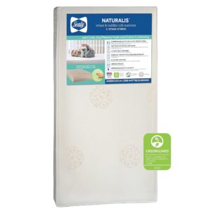 Sealy Baby Naturalis Premium Hypoallergenic 2-Stage Dual Firm Waterproof Baby Crib Mattress & Toddler Bed Mattress, Non-Toxic, Natural Cotton, Hybrid Coil & Memory Foam, Made in...