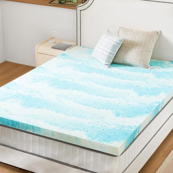 Sweetcrispy Memory Foam Mattress Topper Twin, 2 Inch Thick Gel Infused Cooling Toppers Pad for Twin Size Bed, Sleeper Sofa, RV, Camper, CertiPUR US Certified, Ventilated and...