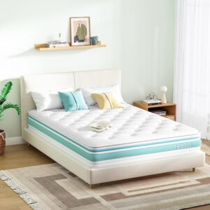 TeQsli Queen Size Mattress, 10 Inch Hybrid Mattress in a Box, Individual Pocket Spring Hybrid Mattress for Cool Night & Pressure Relief, Medium Firm with Motion Isolating, 100...