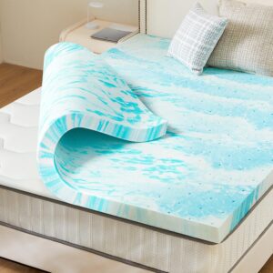Sweetcrispy Mattress Topper Queen, 3 Inch Thick Memory Foam Gel Infused Cooling Toppers Pad for Queen Size Bed, Sleeper Sofa, RV, Camper, CertiPUR US Certified, Ventilated and...
