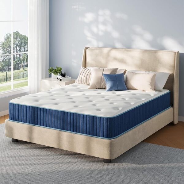 Twin Mattress,10 Inch Medium Firm Hybrid Mattress,Certified Safe Foams & Fabric for Cooling Motion Isolation & Breathable Sleep, Pressure Relief, Fiberglass Free