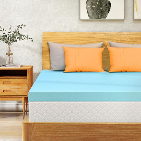 VALUXE California King Mattress Topper 3 Inch Cooling Gel Memory Foam, CertiPUR-US Certified Topper & Pad for Back Pain Relief, Soft Breathable Bedding with Pressure Relief (Blue)
