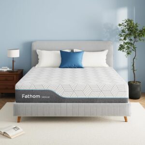 FATHOM Medium Queen Mattress 10 Inch Memory Foam Mattress Queen Size Bed in a Box for Back Pain Relief and Cool Sleep with Gel Foam and Removeable Fiberglass Free Cover,...