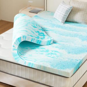 Sweetcrispy Mattress Topper King, 3 Inch Thick Memory Foam Gel Infused Cooling Toppers Pad for King Size Bed, Sleeper Sofa, RV, Camper, CertiPUR US Certified, Ventilated and...