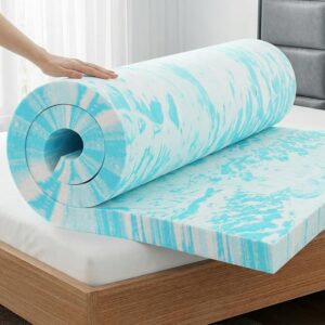 OLIXIS Gel Memory Foam Mattress Topper, Full 2 Inch, Cooling Gel Infused Soft Comfy Breathable, Pressure-Relieving, CertiPUR-US Certified