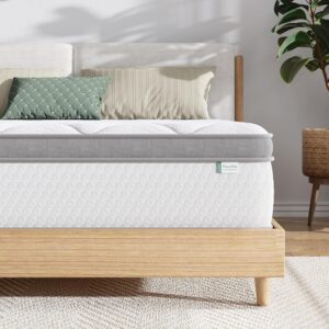 Novilla Twin Mattress, 10 Inch Twin Hybrid Mattress in a Box, Pocket Innerspring Pillow Top Mattresses for Motion Isolation, Pressure Relief & Edge Support, Medium Firm Feel