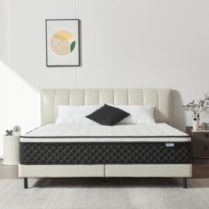 Queen Mattress, 12 Inch Queen Size Mattress in a Box, Memory Foam Mattress with Pocket Springs, Medium Firm, Lumbar Support & Motion Isolation, Pressure Relief & Breathable Comfort