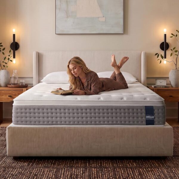 Queen Mattress, 12 Inch Hybrid Mattress with Memory Foam , Medium Firm,